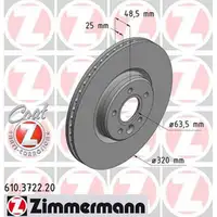 ZIMMERMANN Bremsscheiben Satz f&uuml;r Volvo V40 17 Zoll ab 03.2012 vorne
