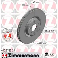 ZIMMERMANN Bremsscheiben Satz f&uuml;r VOLVO S90 II V90 II 17 Zoll ab 03.2016 vorne