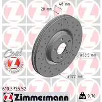 Zimmermann SPORT Bremsscheiben Satz f&uuml;r VOLVO S90 II V90 II 17 Zoll vorne