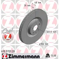 ZIMMERMANN Bremsscheiben Satz f&uuml;r VOLVO XC90 II 19 Zoll ab 09.2014 vorne