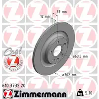ZIMMERMANN Bremsscheiben Satz f&uuml;r VOLVO XC40 (536) T5 AWD + 2.0 D4 AWD hinten