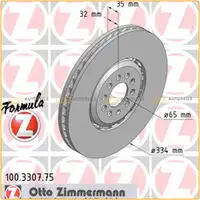 Zimmermann FORMULA Z Bremsscheiben f&uuml;r Audi TT 3.2VR6 VW Golf 4 R32 1ZT vorne