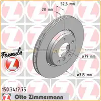 Zimmermann FORMULA Z Bremsscheiben BMW 3er E36 M3 3.2 Z3M vorne 321/325/343 PS
