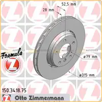 Zimmermann FORMULA Z Bremsscheiben BMW 3er E36 M3 3.2 Z3M vorne 321/325/343 PS