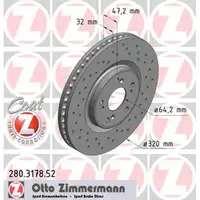 Zimmermann SPORT Bremsscheiben Satz f&uuml;r Honda Accord VIII 2.4i 2.2i-DTEC vorne