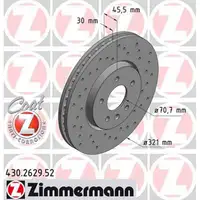 Zimmermann SPORT Bremsscheiben f&uuml;r Opel Astra J Zafira C 17 Zoll POC C61 vorne