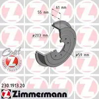 ZIMMERMANN Bremstrommeln Satz Alfa 145 146 Punto Panda Musa Ypsilon hinten
