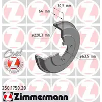 ZIMMERMANN Bremstrommeln f&uuml;r Ford B-Max 1.0 1.4/LPG 1.6Ti 1.5/1.6TDCi hinten