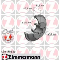 ZIMMERMANN Bremstrommeln f&uuml;r OPEL AGILA B 1.0 1.0LPG 1.2 1.2LPG 1.3CDTI hinten
