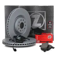 ZIMMERMANN Bremsscheiben + Bel&auml;ge AUDI S3 8P SEAT LEON VW GOLF 6 GTI 2.0R vorne