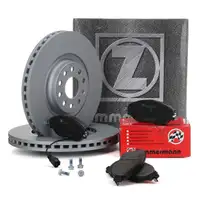 ZIMMERMANN Bremsscheiben + Bel&auml;ge Wako AUDI S3 8V VW GOLF 7 GTI / R PASSAT vorne